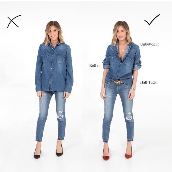 Maurices denim relaxed shirt womens large long sleeve lightweight top - Picture 3 of 7